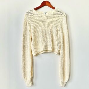 ARITZIA | SUNDAY BEST AIRY CROPPED LOOSE KNIT SWEATSHIRT BALLOON SLEEVE YELLOW